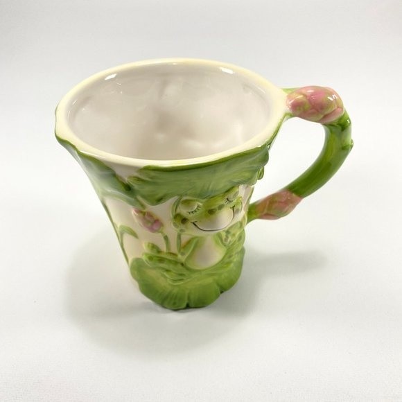 Pier 1 Imports Meditating Frog Mug Embossed Cup Yoga Frog Hand Painted - Picture 4 of 7